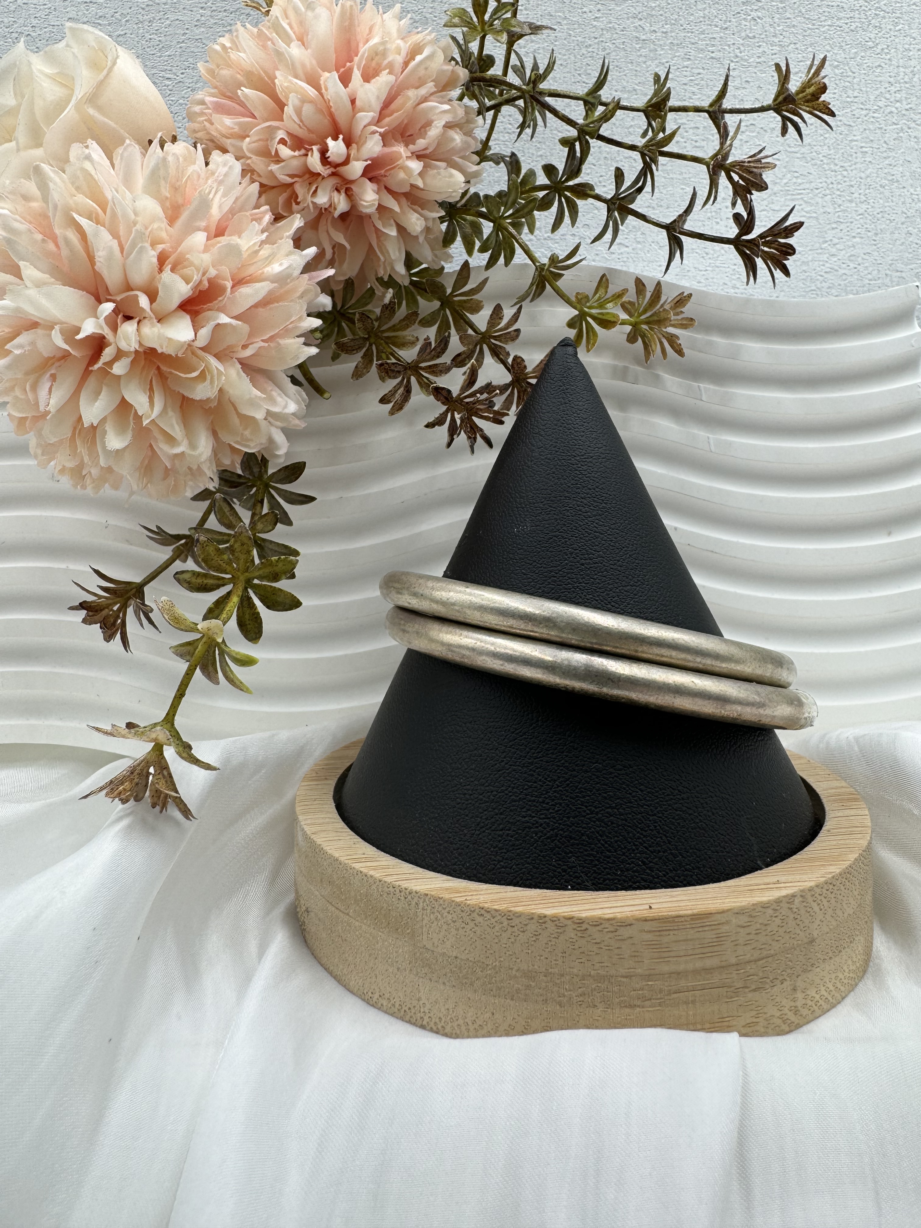 No.5(對)-手工藏銀素面粗圓手鐲