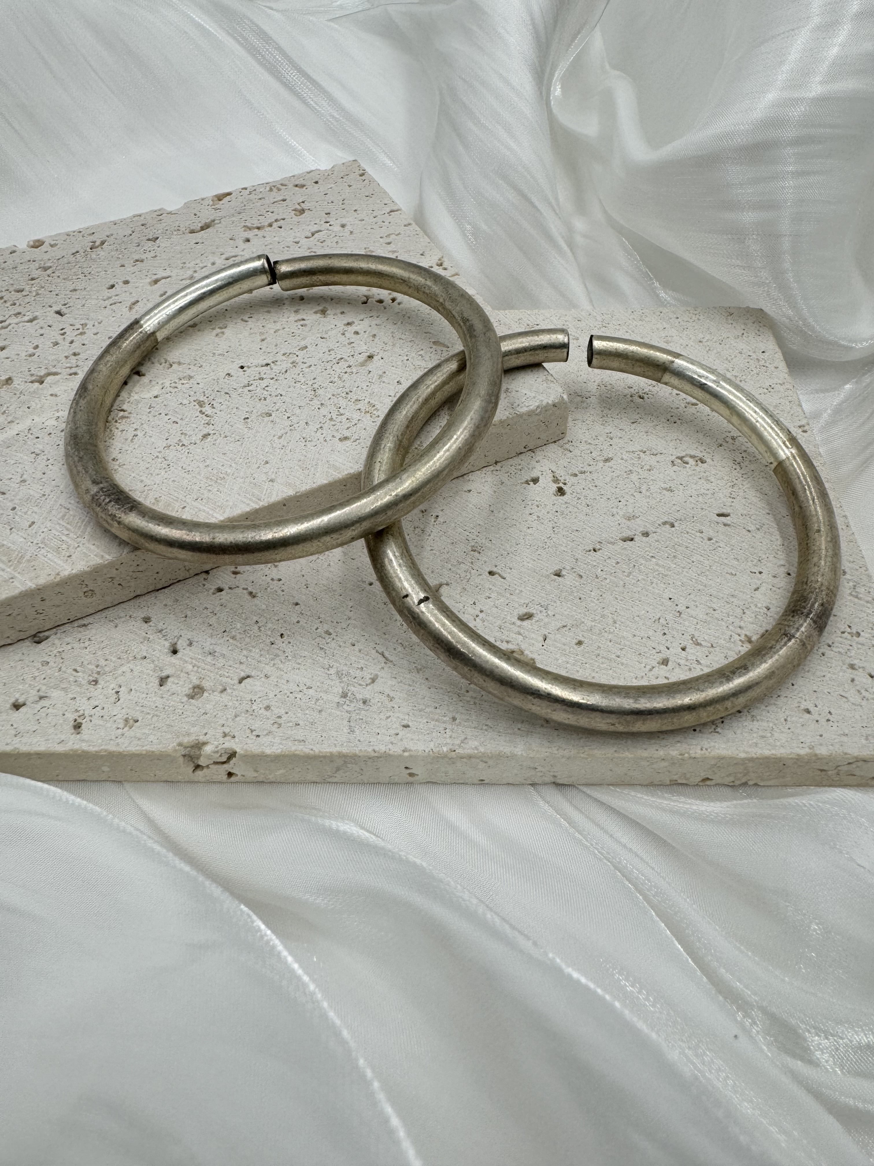 No.5(對)-手工藏銀素面粗圓手鐲