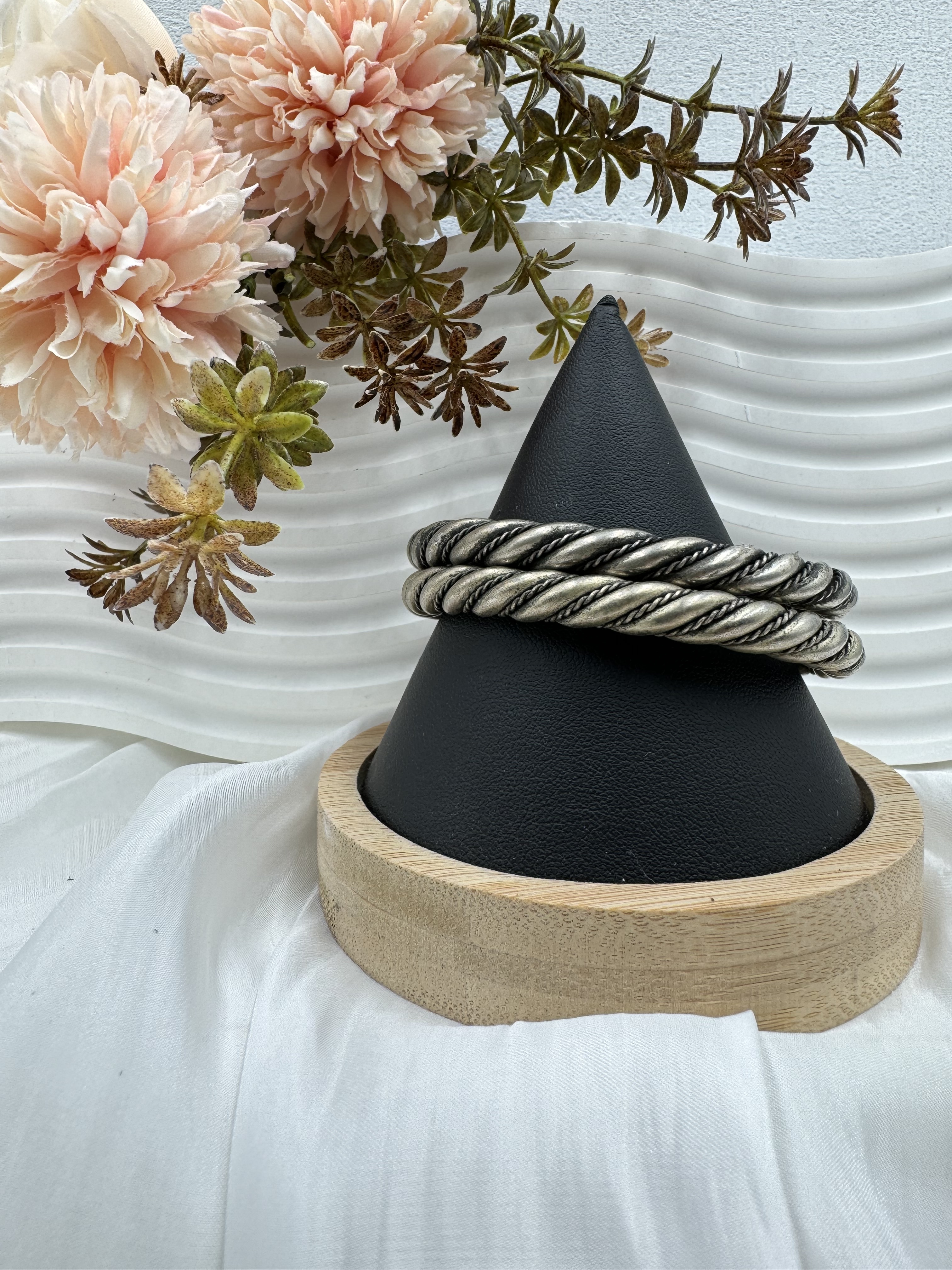 No.6(對)-手工藏銀編織麻花手鐲