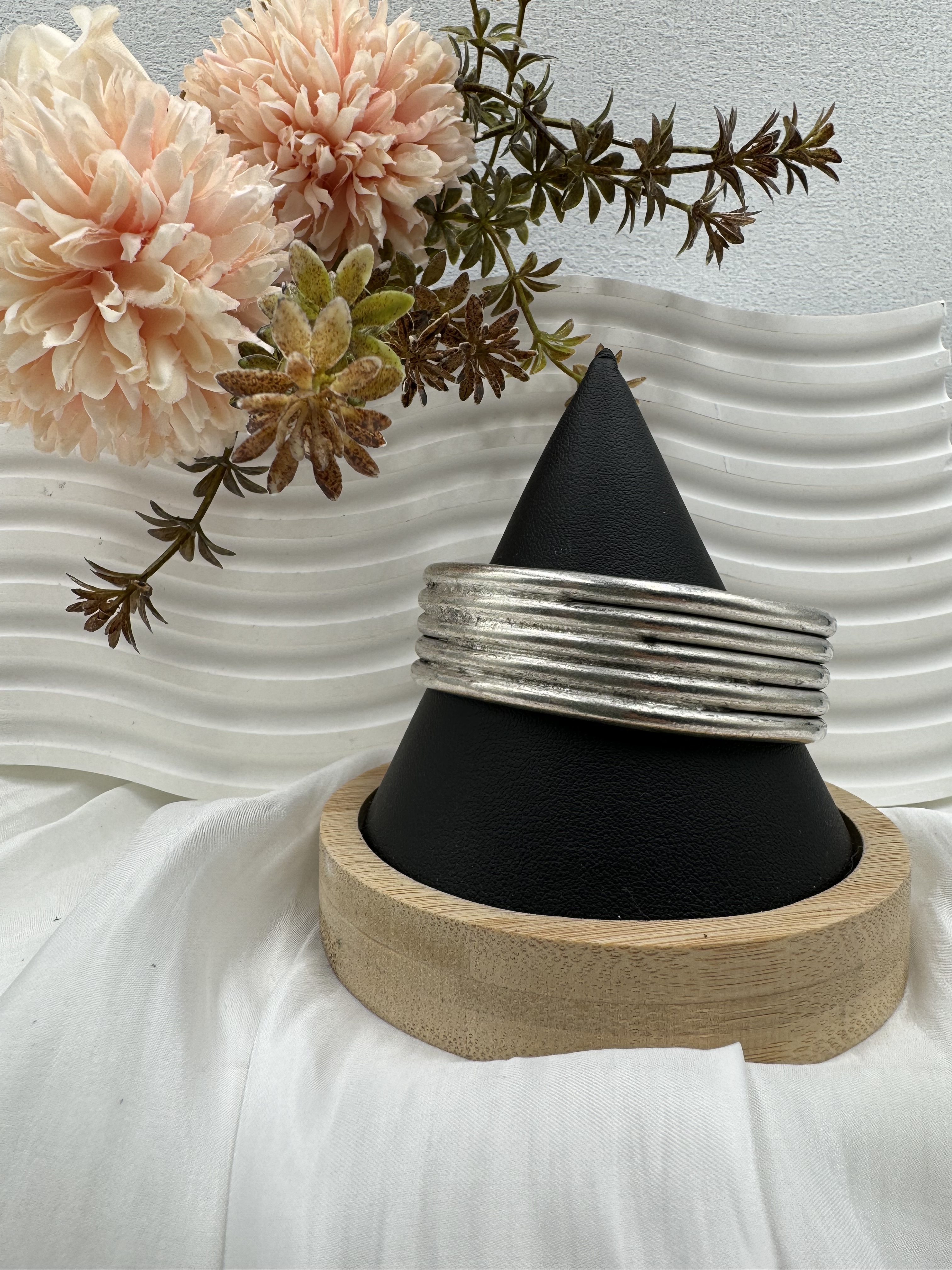 No.9(只)-手工藏銀五層圈手鐲6cm