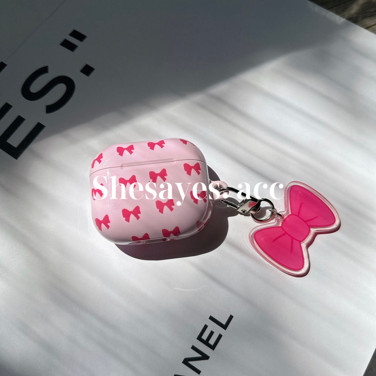 AirPods｜超Ｑ粉色蝴蝶結耳機套