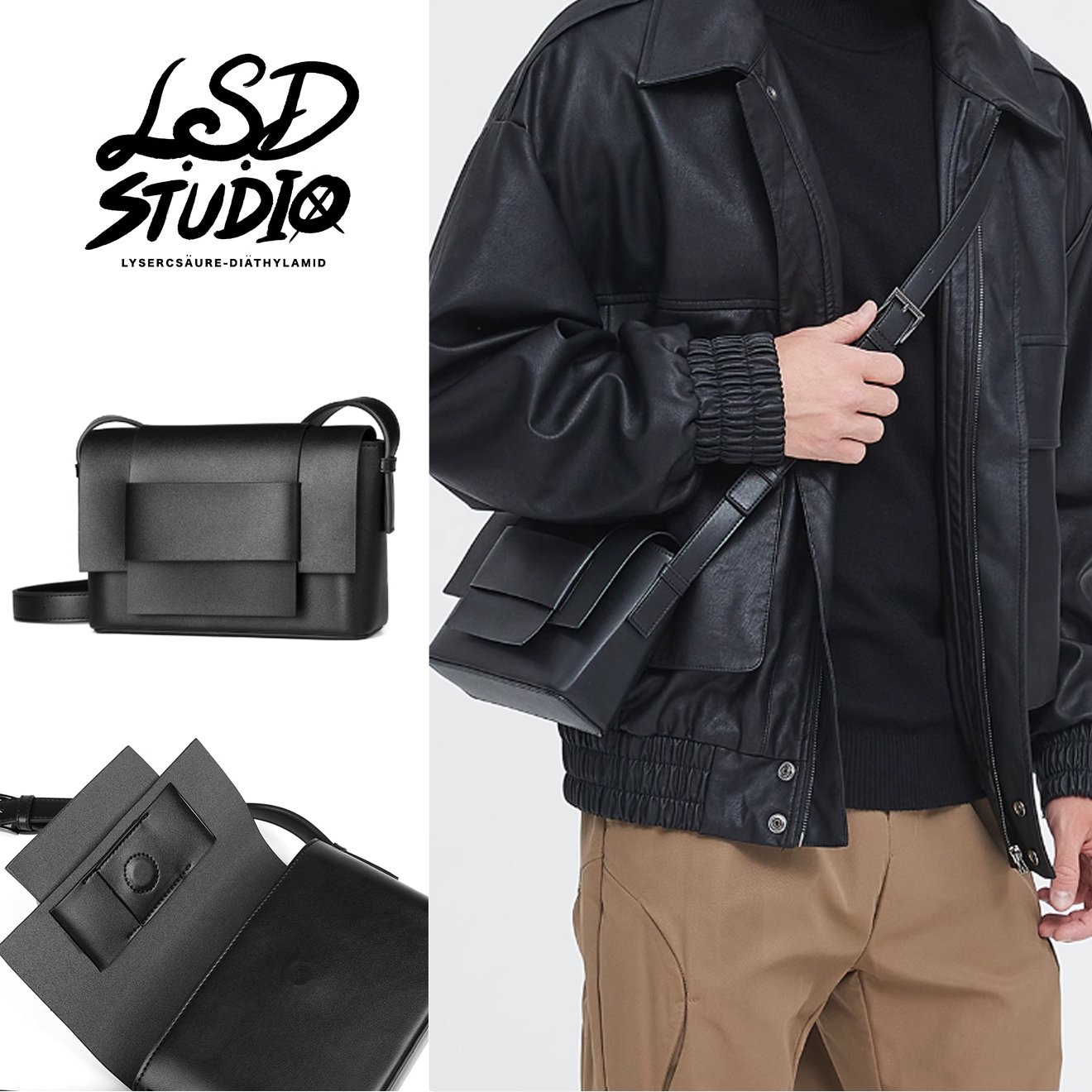 【BGSM002】歐巴款磁吸設計極簡掀蓋斜肩包