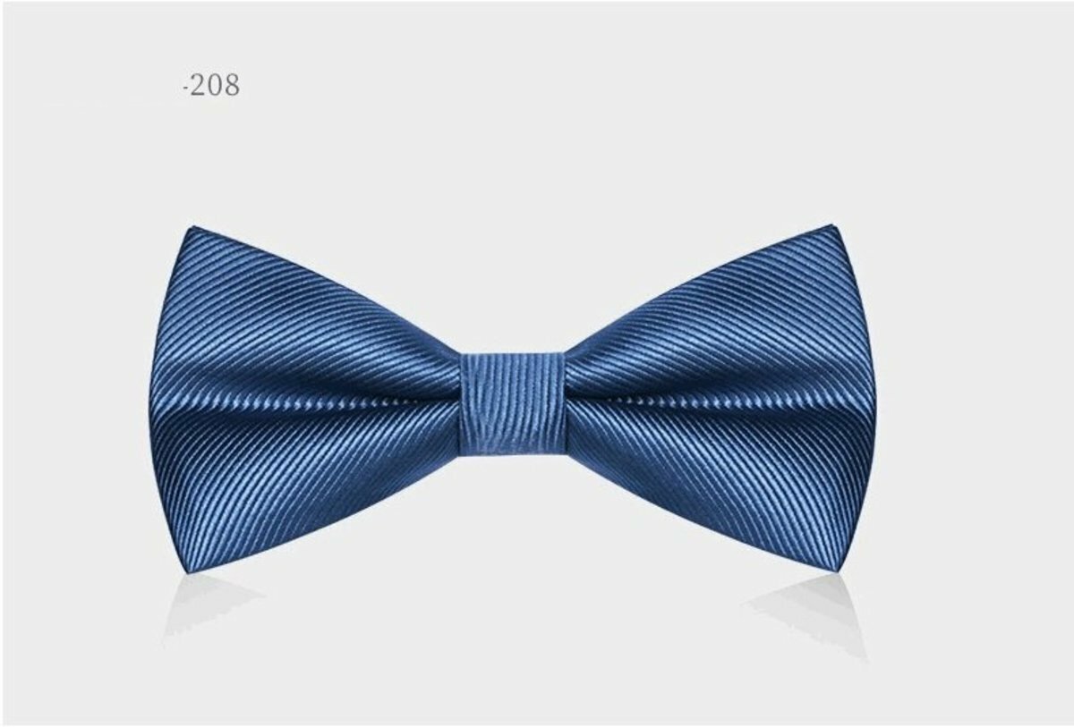Men's Business Bow Tie(Lake Blue Fine Lines-208)