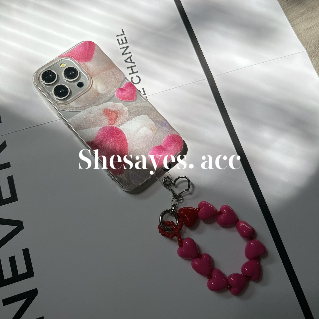 IPHONE 韓系愛心貓咪掛繩手機殼