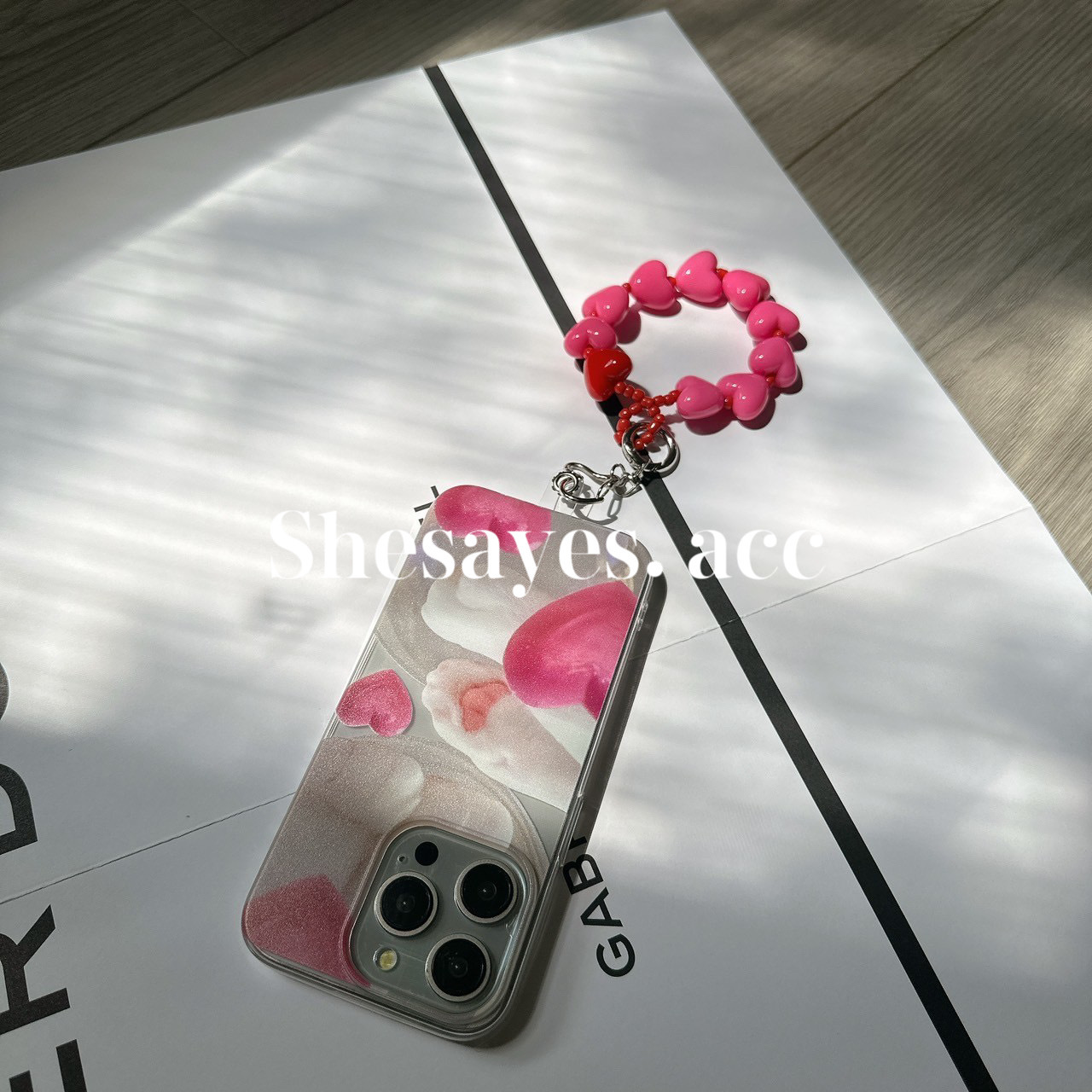 IPHONE 韓系愛心貓咪掛繩手機殼