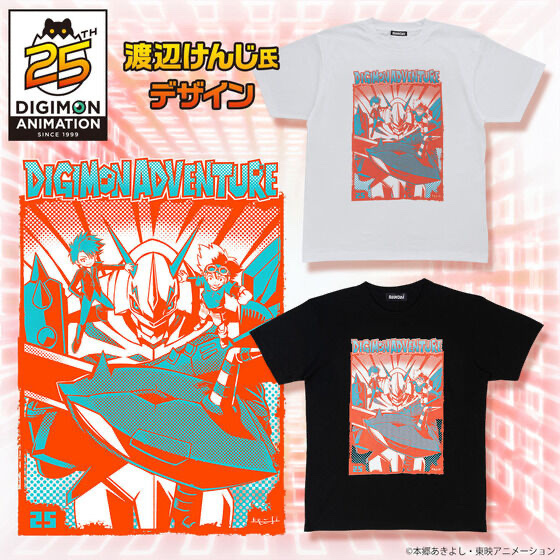 226945  Pbandai 預訂2025/5月 渡辺けんじ氏デザイン デジモンアドベンチャー25周年Tシャツ（太一＆ヤマト＆オメガモン）