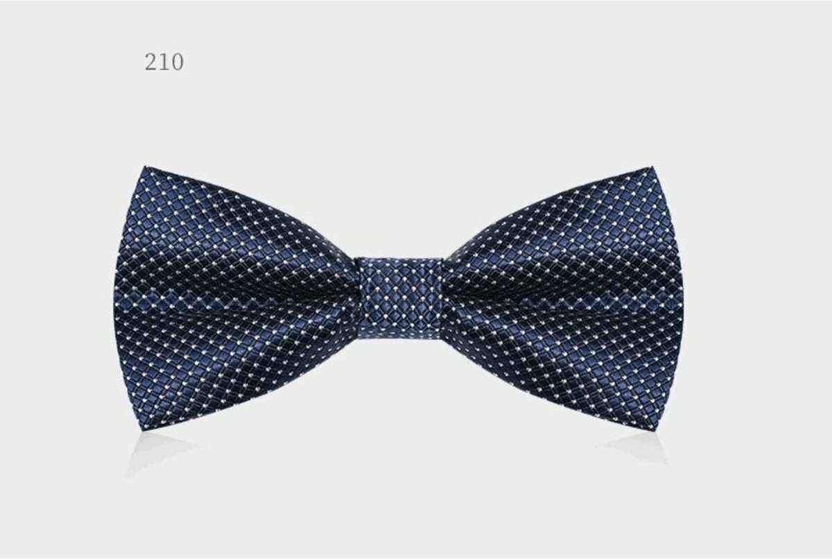 Men's Business Ribbon Bow Tie(Navy Silver Dot -210)