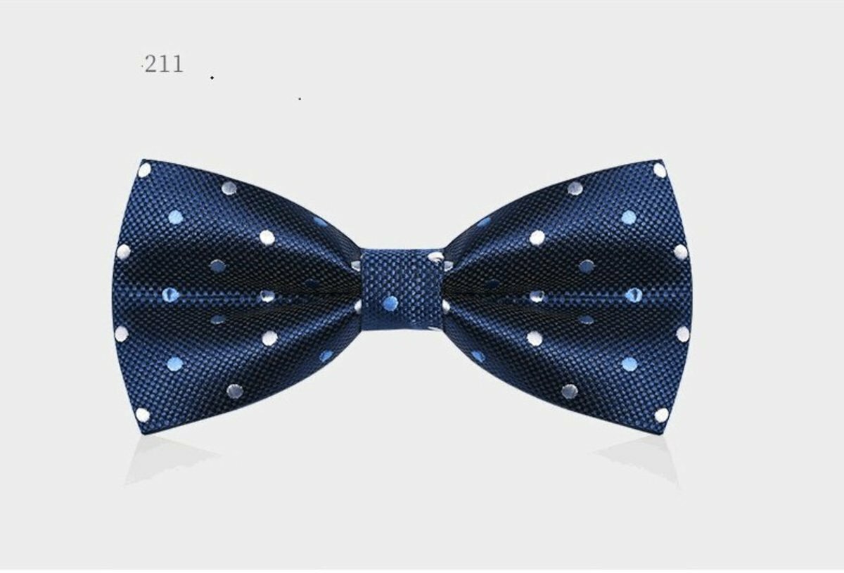 Men's Business Bow Tie (Navy Polka Dot - 211)