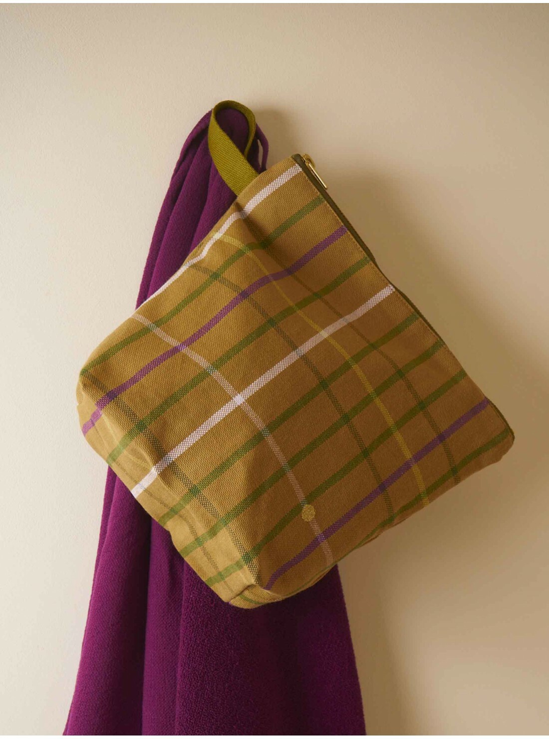 法國La cerise sur le gâteau 有機棉防水手提收納袋-蘇格蘭格紋(大)