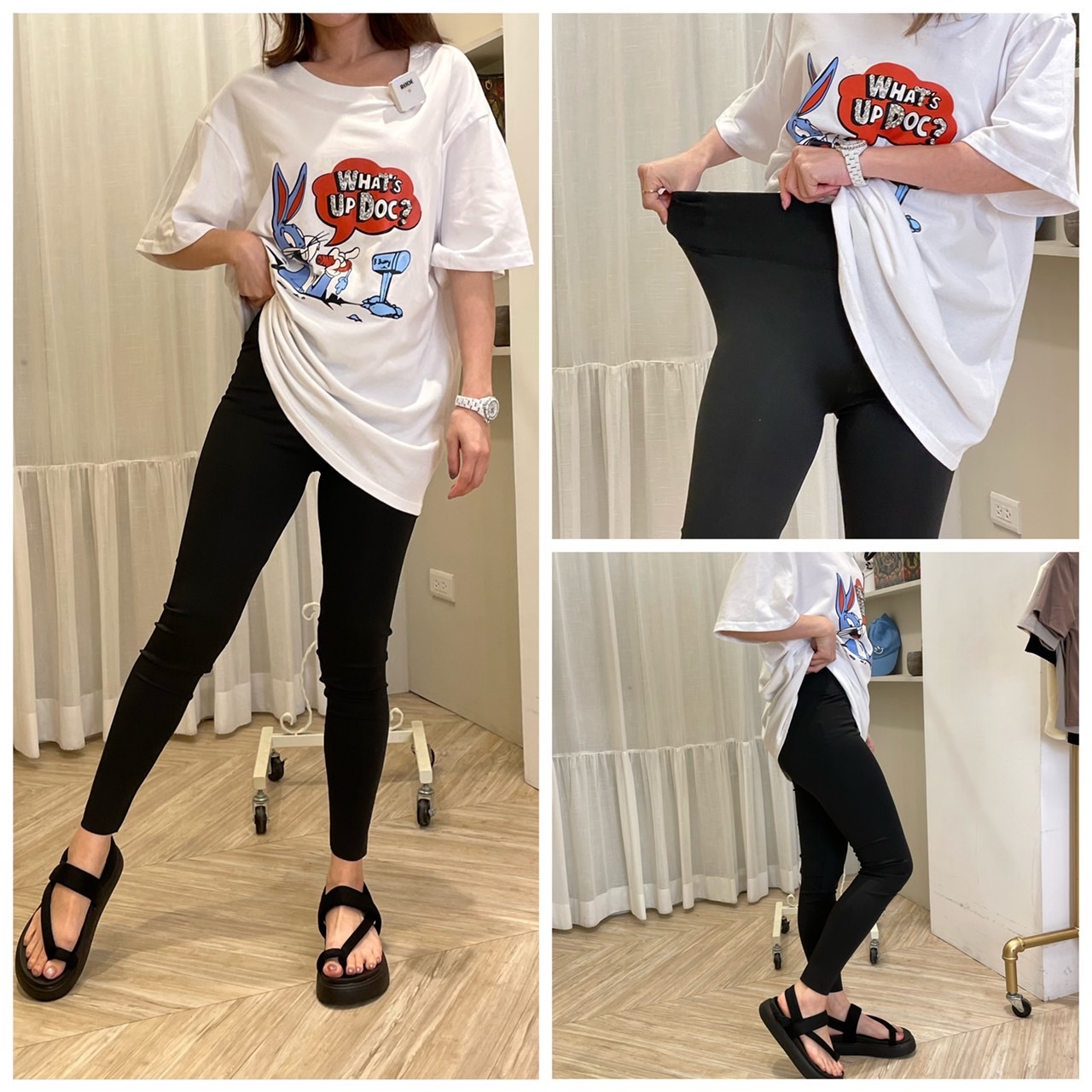 英字小飛機超彈力瑜珈褲