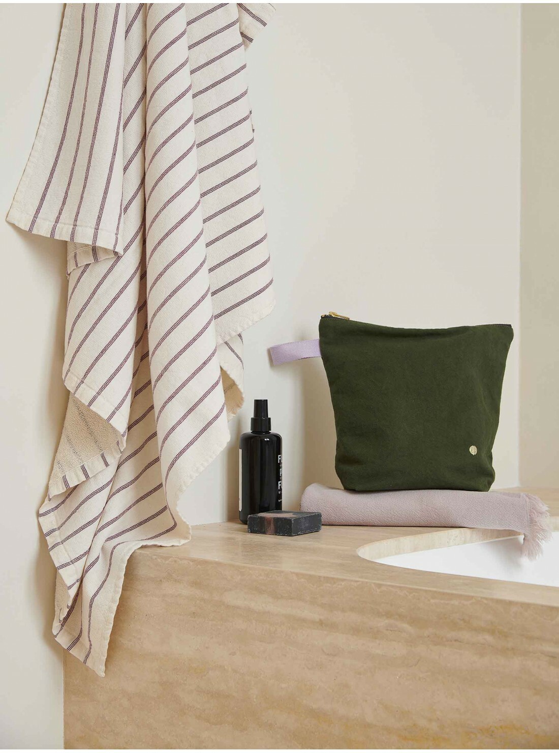 (預購4/30)法國La cerise sur le gâteau 有機棉防水手提收納袋-橄欖綠(大)