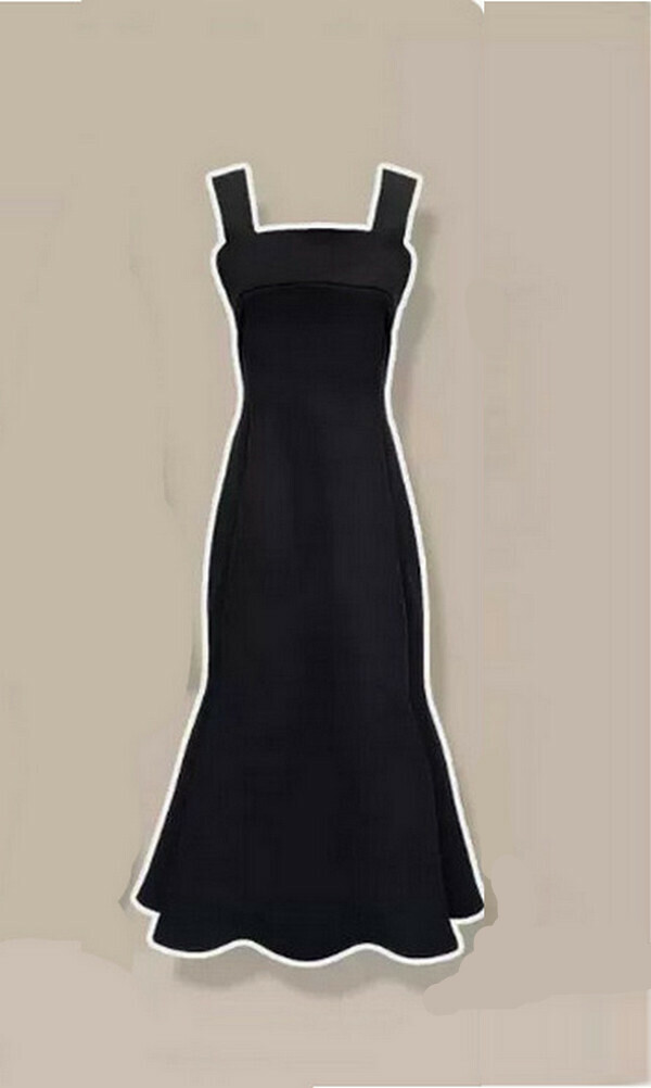 Mermaid midi dress strap skirt # single piece (black) [M-4XL size] [Contact customer service to confirm size after placing an order]