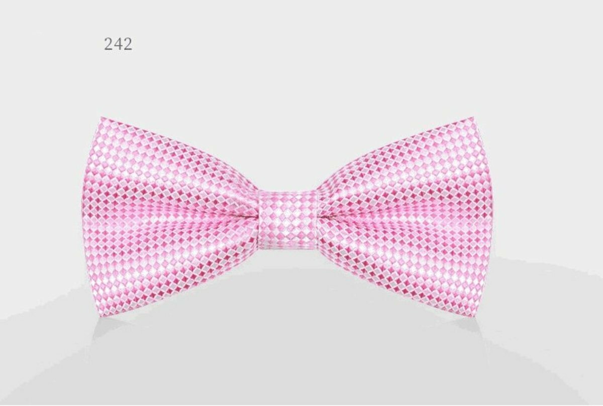 Men's Business Bow Tie(Pink Checkered-242)