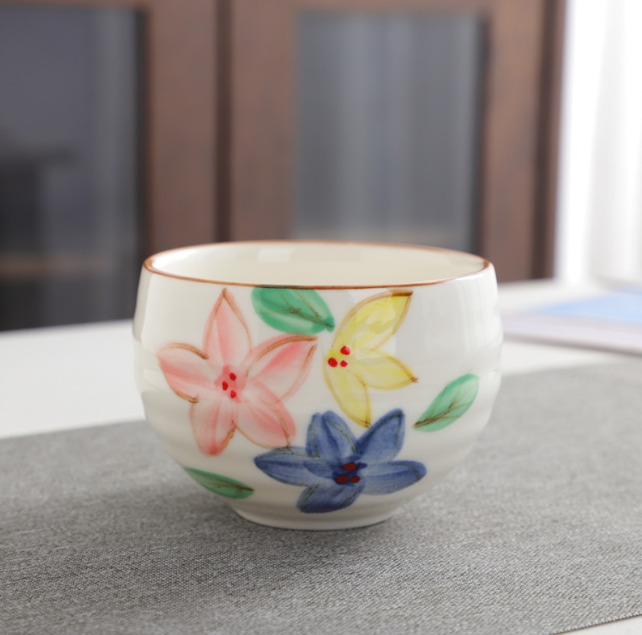 Popular Japanese-style hand-painted ceramic tea cup (Tricolor Sophora japonica 200ml)