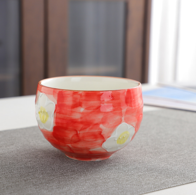 Popular Japanese-style hand-painted ceramic tea cup (red 200ml)
