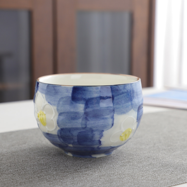Popular Japanese-style hand-painted ceramic tea cup (dark blue 200ml)