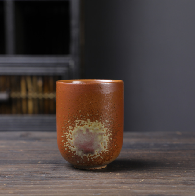 Hot style Japanese ceramic tea cup (coffee color spray glaze 110ml)