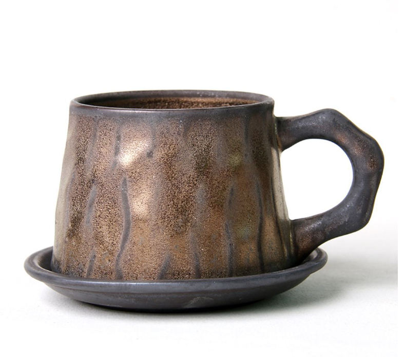 熱推復古陶瓷咖啡杯碟套裝（二件套咖啡杯-黑金色）