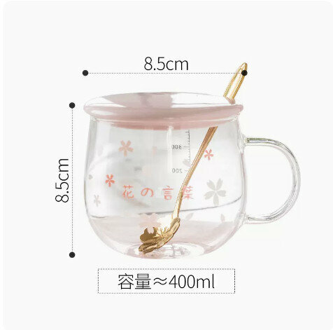 熱推日式櫻花玻璃水杯【紅字】