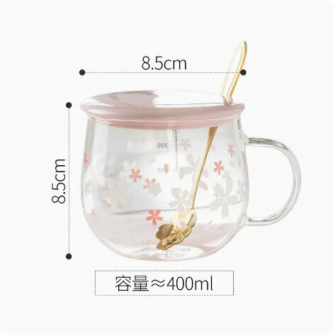 熱推日式櫻花玻璃水杯【白滿】