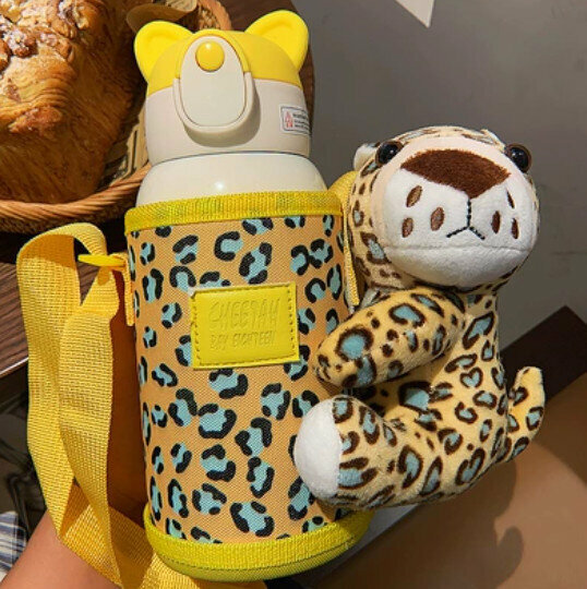 Hot push doll thermal water cup with strap 316 stainless steel [yellow 530mI]