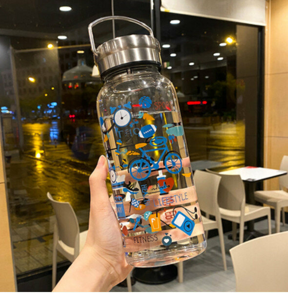 Hot recommendation large capacity glass [blue 1000ml]