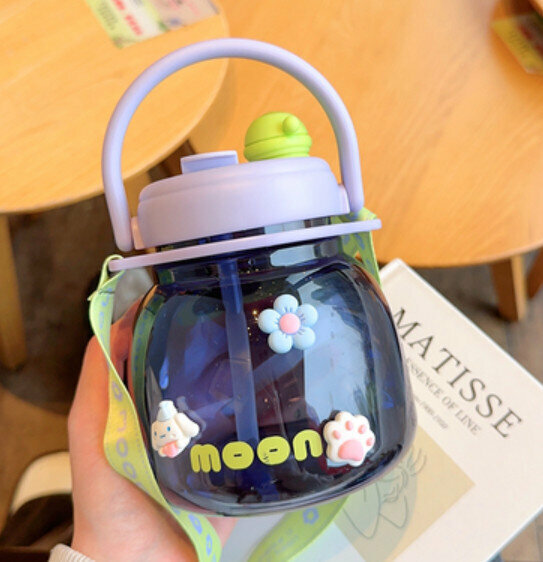 Hot recommended potbelly cup [Purple 900ml + 3D sticker]
