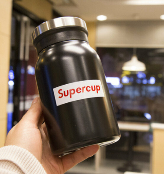 Hot push thermos cup [black 420ml-label]
