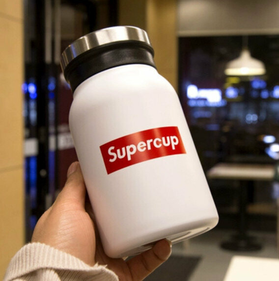 Hot push thermos cup [white 420ml-label]