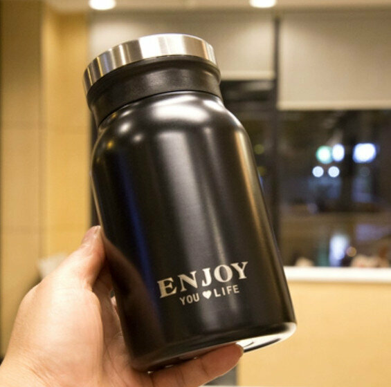 Hot push thermos cup [No. 3 black 420ml-engraved]