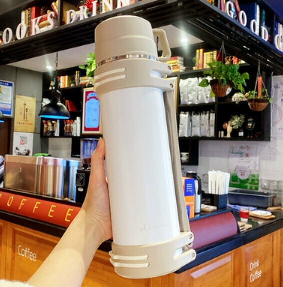 Hot push thermos cup [white 1500ml + random large sticker]