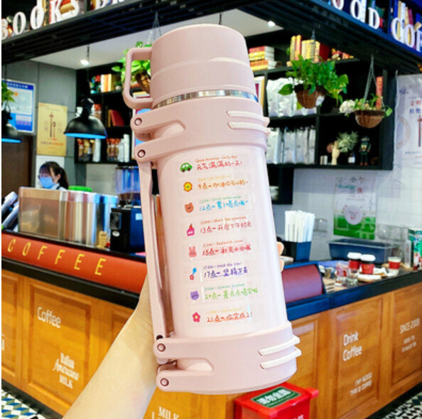 Hot push thermos cup [pink 1200ml + target sticker]