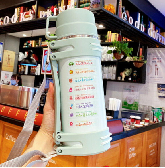 Hot push thermos cup [green 1200ml + target sticker]