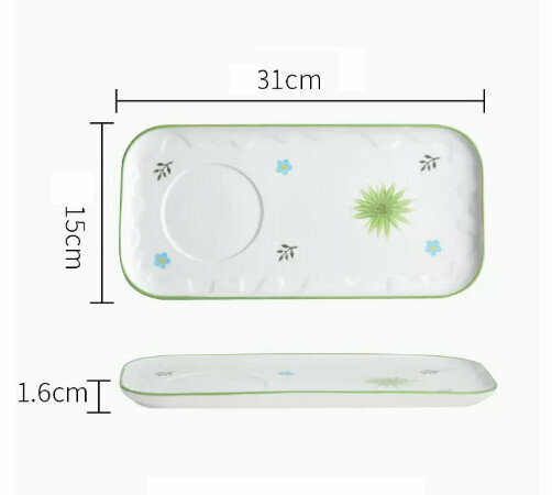 Hotly recommended Japanese hand-painted ceramic tableware [rustic style green plate]