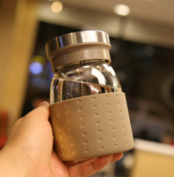 熱推泡茶水杯【灰色350ml 商務玻璃杯】