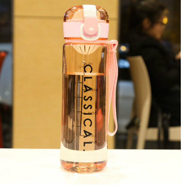 Hot recommendation large capacity portable plastic water cup [pink 500ml]