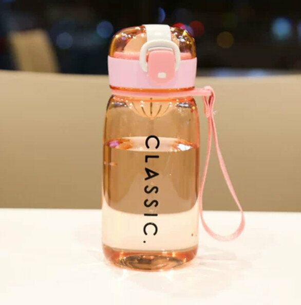 Hotly recommended large-capacity portable plastic water cup [pink 400ml]
