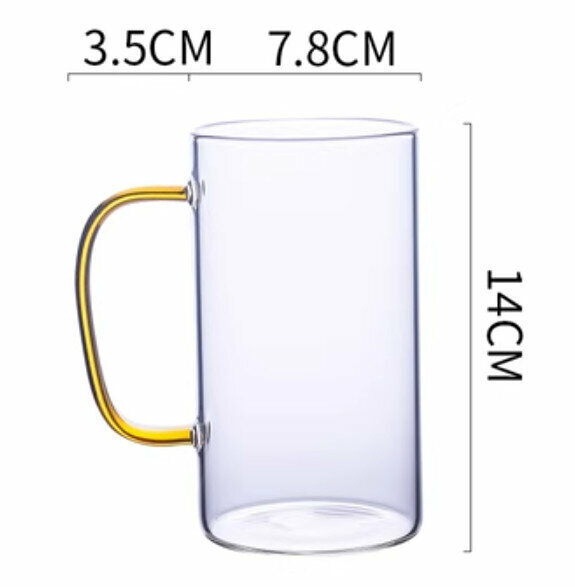 熱推玻璃水杯 黃色550ml 