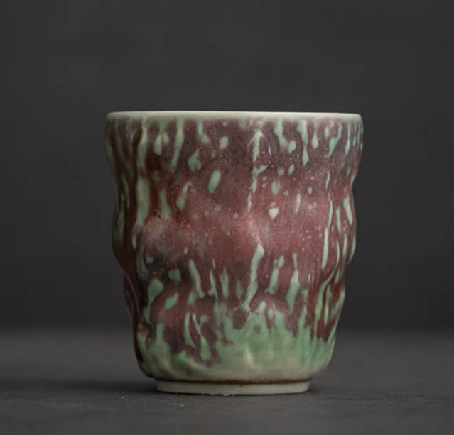 熱推粗陶手工日式小茶杯（漸變青）