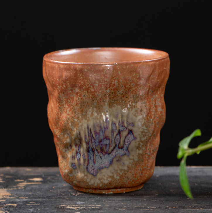 熱推粗陶手工日式小茶杯（窯變藍色）