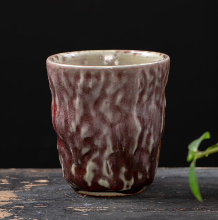 熱推粗陶手工日式小茶杯（窯變紫色）