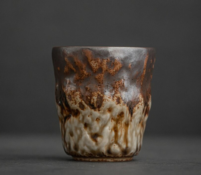熱推粗陶手工日式小茶杯（漸變咖）