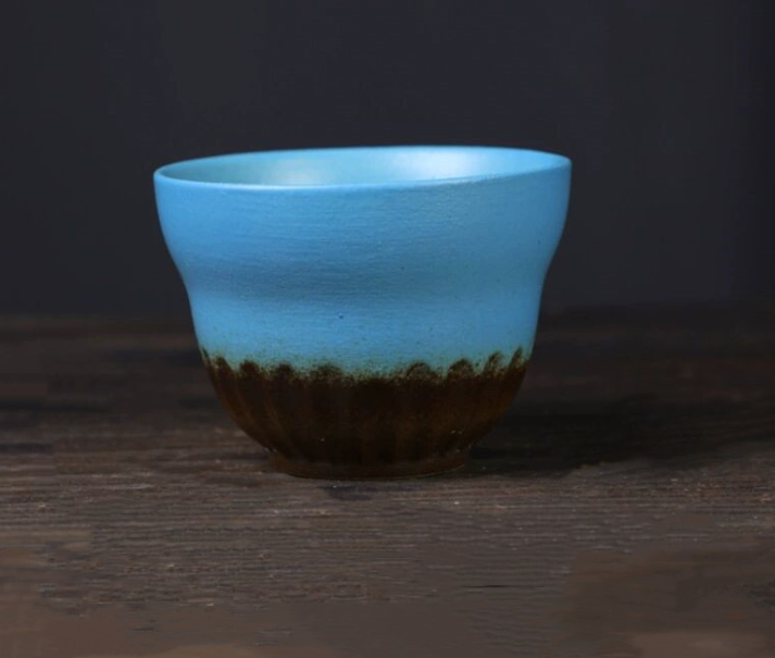 熱推復古陶瓷窯變茶杯單杯（漸變藍釉）