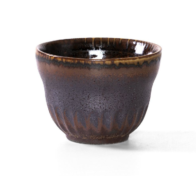 熱推復古陶瓷窯變茶杯單杯（漸變黑金）