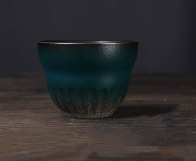熱推復古陶瓷窯變茶杯單杯（漸變蘭）