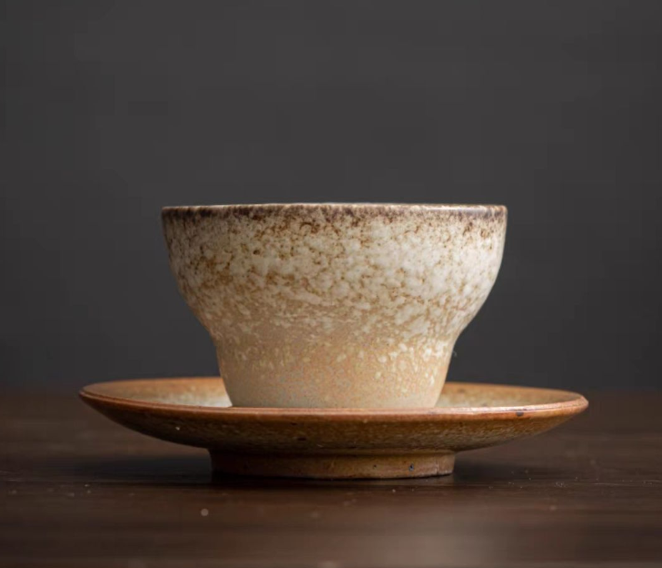 熱推日式復古粗陶茶杯（復古灰色）