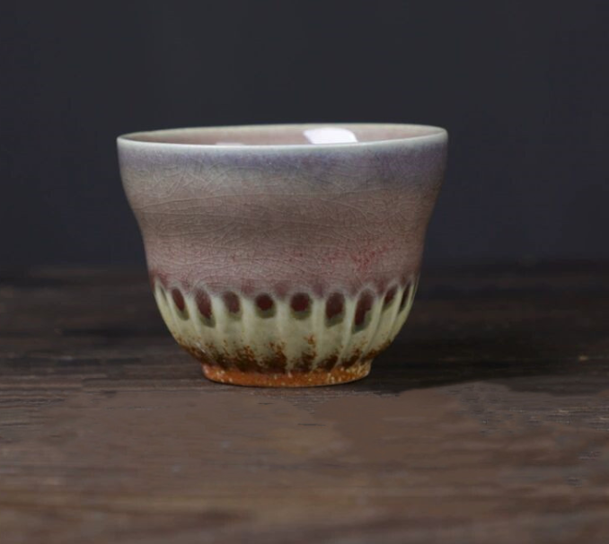 熱推復古陶瓷窯變茶杯單杯（漸變紫）