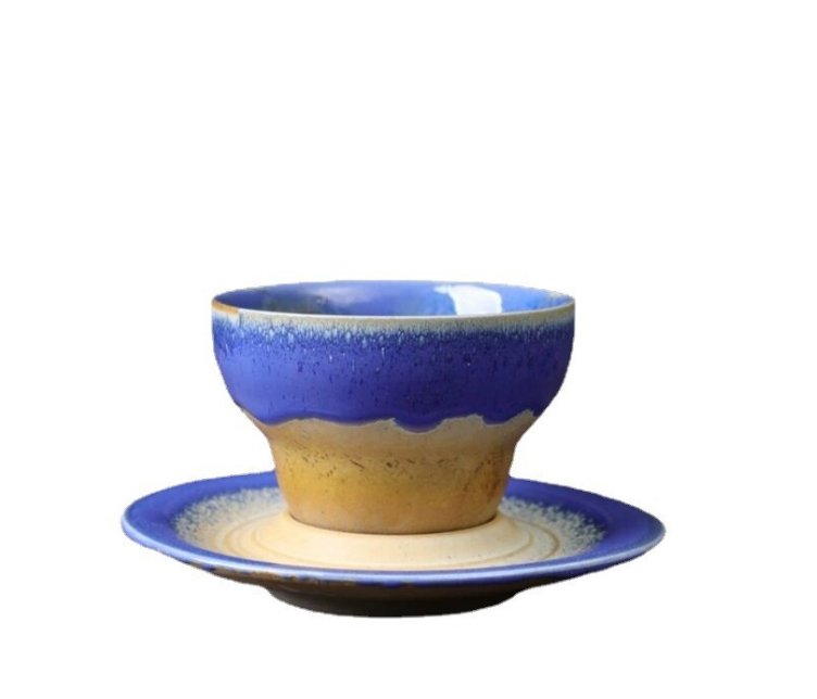 熱推日式復古粗陶茶杯（天藍色）