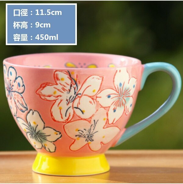 熱推家用水杯（美麗心情--粉底花）（450毫升）