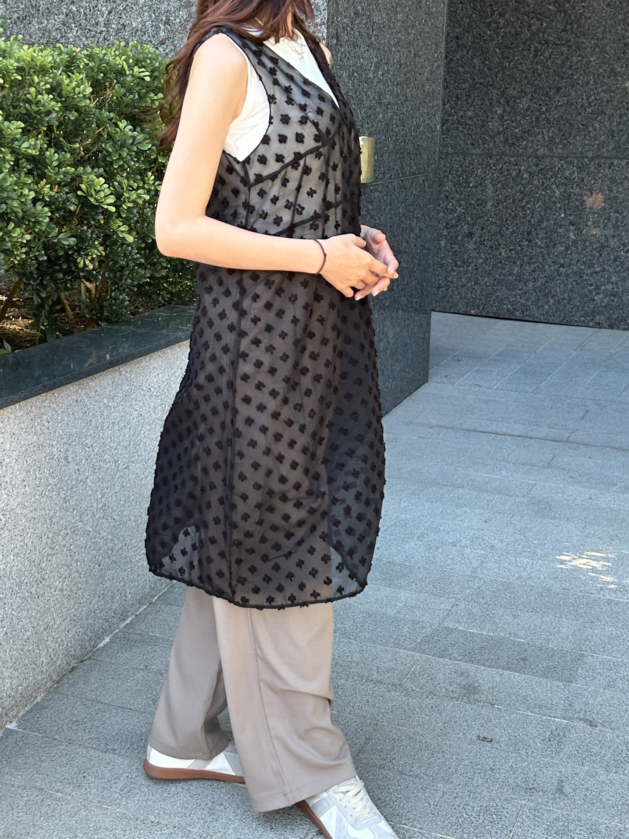 超涼！麻紗料直筒西裝褲*